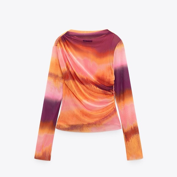 Zara Tops - Zara Pink and Orange Tie-Dye Blouse